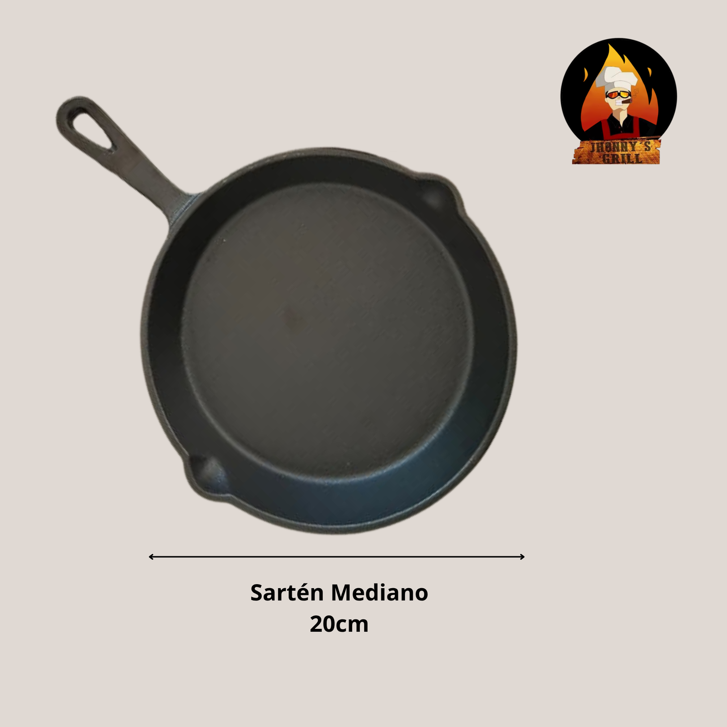Sartén de Hierro Negro de 20 cm – Versatilidad y Control en Cada Asado